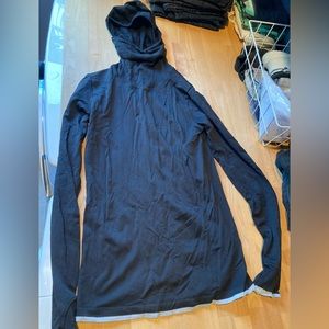 Black Athleta Running Top with Hood